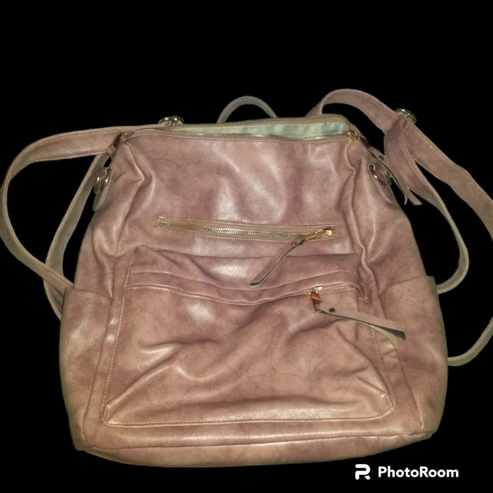 Leather Backpack Pale Pink Color